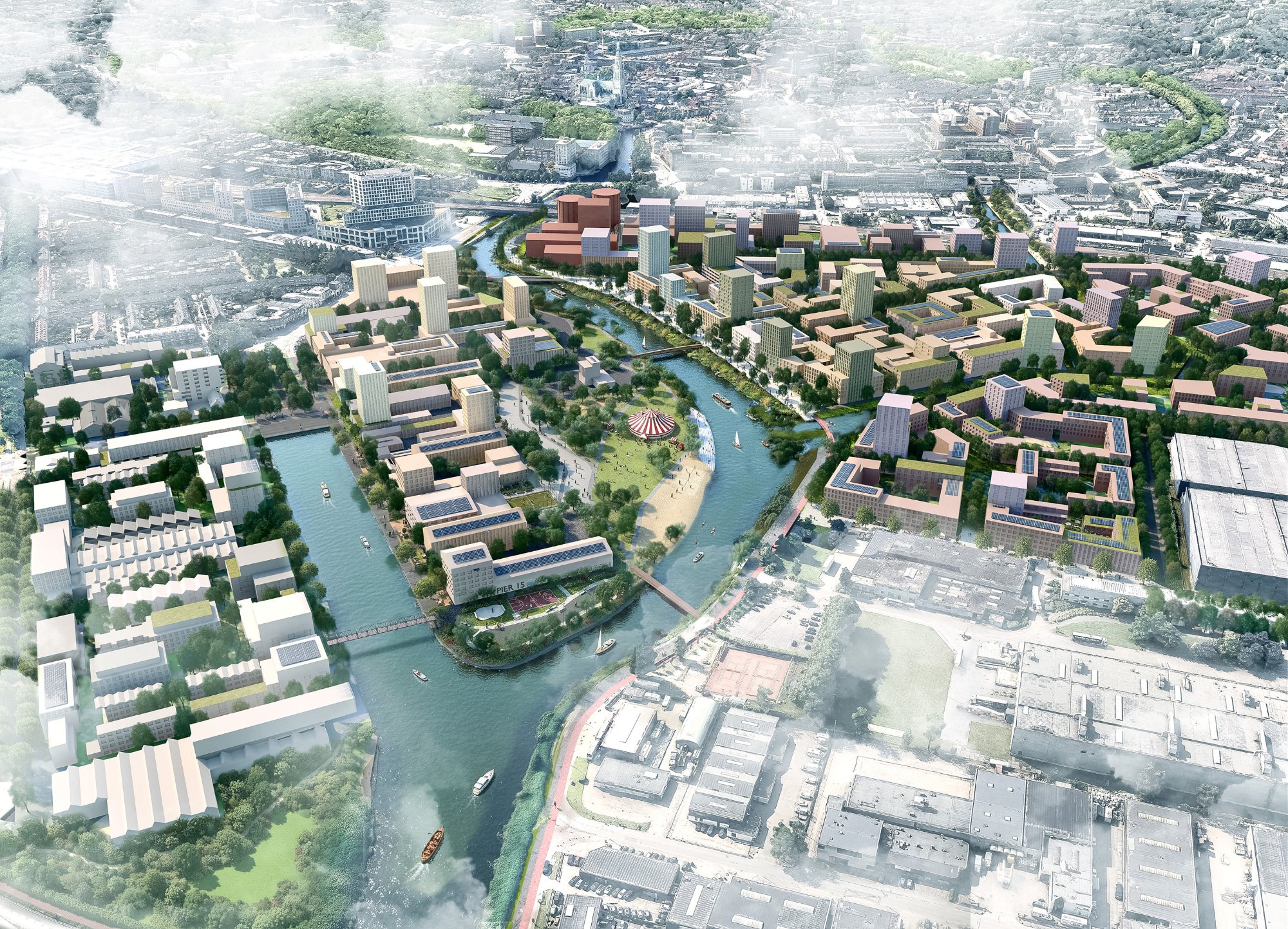 Urban concept in Breda, aerial view